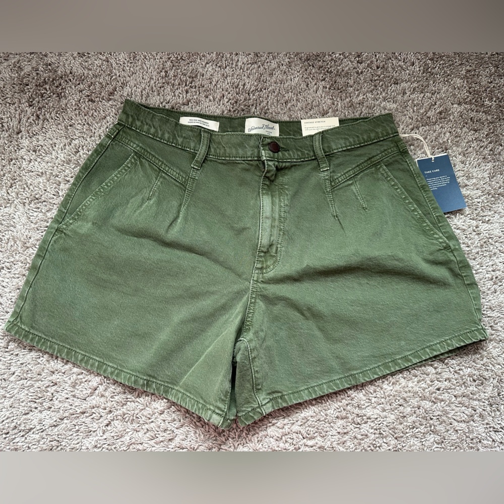 Universal Thread High Rise Midi Vintage Stretch Green Shorts